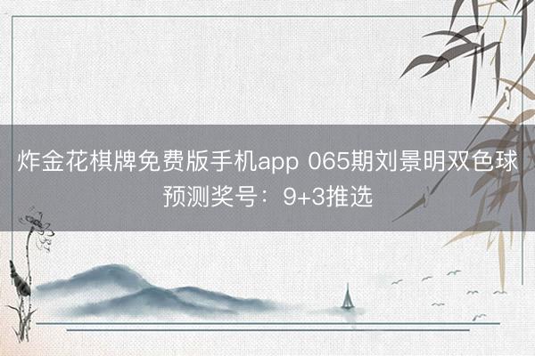 炸金花棋牌免费版手机app 065期刘景明双色球预测奖号：9+3推选