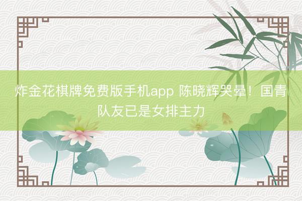 炸金花棋牌免费版手机app 陈晓辉哭晕！国青队友已是女排主力