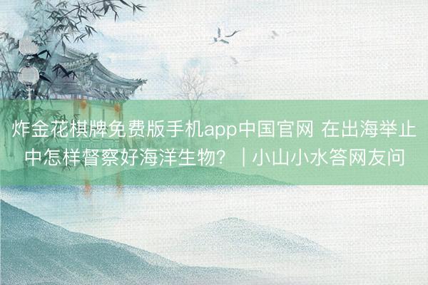 炸金花棋牌免费版手机app中国官网 在出海举止中怎样督察好海洋生物？ | 小山小水答网友问