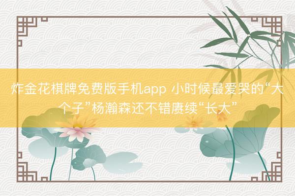炸金花棋牌免费版手机app 小时候最爱哭的“大个子”杨瀚森还不错赓续“长大”