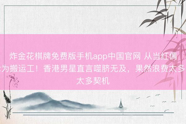 炸金花棋牌免费版手机app中国官网 从当红偶像沦为搬运工！香港男星直言噬脐无及，果然浪费太多契机